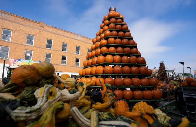 Oct 18, 2023; Circleville, OH, USA; The main pumpkin display at the Circleville Pumpkin Show.