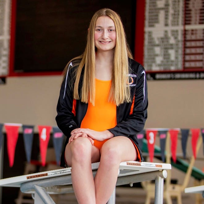 Kaitlyn Sallows, Delaware Hayes swimming. Selected as Athlete of the Week on Feb. 17.